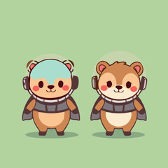 Cute Astronaut Animals Vector Illustration