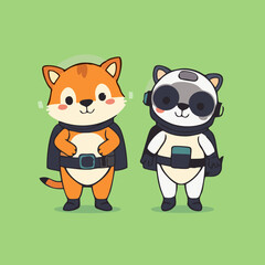 Cute Astronaut Animals Vector Illustration