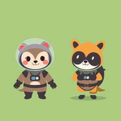 Fototapeta premium Minimalist Space Animals Clipart