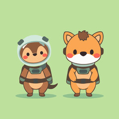 Minimalist Space Animals Clipart