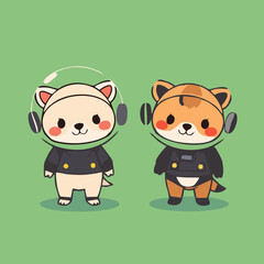 Minimalist Space Animals Clipart