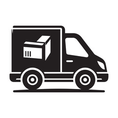 Fototapeta premium Vector illustration of a delivery truck icon on a white background