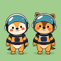 Minimalist Space Animals Clipart