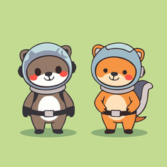 Minimalist Space Animals Clipart