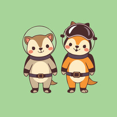 Minimalist Space Animals Clipart