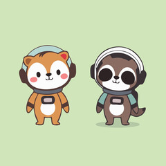 Minimalist Space Animals Clipart