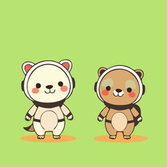 Minimalist Space Animals Clipart