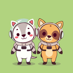 Minimalist Space Animals Clipart