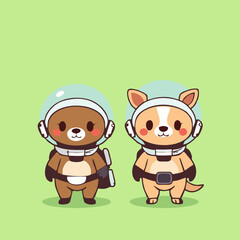 Minimalist Space Animals Clipart