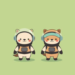 Fototapeta premium Minimalist Space Animals Clipart