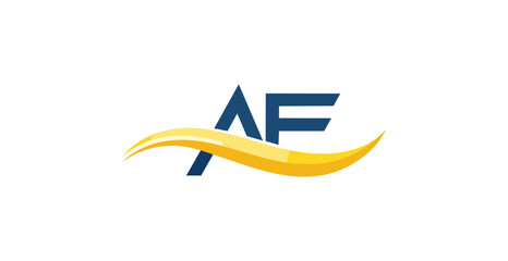 AF monogram logo in blue and yellow. A and F logo