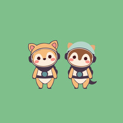Fototapeta premium Minimalist Space Animals Clipart