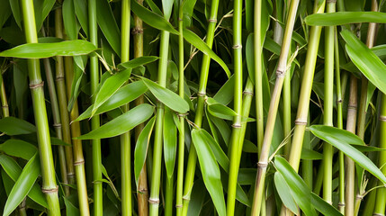 Lush green bamboo grove, dense foliage, natural background, perfect for tranquility and nature themes