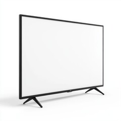 Minimalist Black Television on Stand with Blank Screen for Modern Living Room or Office Space
