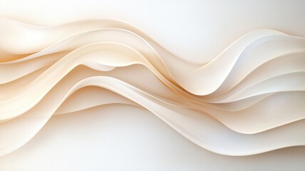 Obraz premium Elegant abstract wave pattern in soft beige and white tones, perfect for background or design projects.