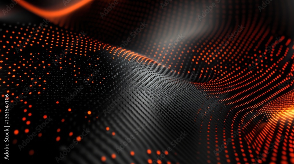 Poster textured patterns in vibrant orange and black create a dynamic visual effect, showcasing depth and m