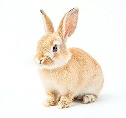 Obraz premium Adorable Orange Rabbit Sitting on White Background Studio Portrait