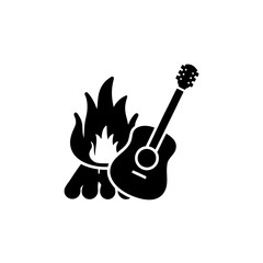 creative details Bonfire with a Guitar Leaning Against It Icon vector illustration 