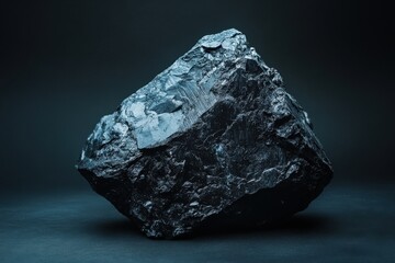 Fototapeta premium A dark mineral rock formation displays a textured rough surface