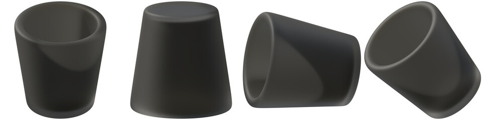 Black Cups - 3D Illustration with Transparent Background