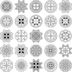Collection of 25 intricate mandala vectors, perfect for cutting, engraving, sublimation, and decoration.