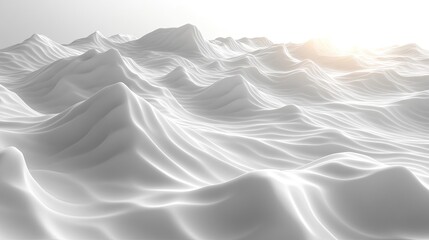 Obraz premium White abstract landscape, sunlit hills, background bright, design element