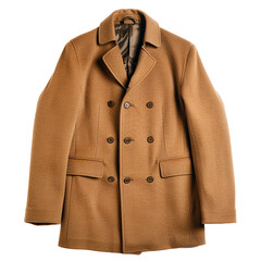 Stylish Camel Brown Double Breasted Peacoat Mens Overcoat Winter Warm Jacket