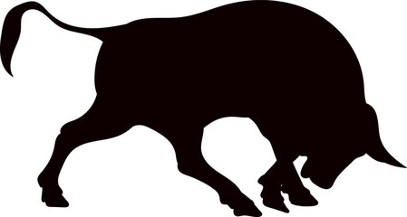 bull, buffalo silhouette, vector