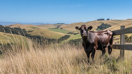 Serene Cow in Rolling Hills