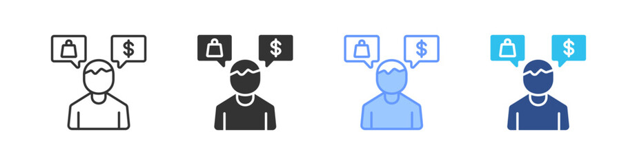 Customer Behavior Multi Style Icon Set Vector 