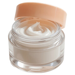 Glass cosmetic jar with cream isolated on a transparent background, Clipping path