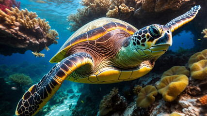 Obraz premium sea turtle swimming