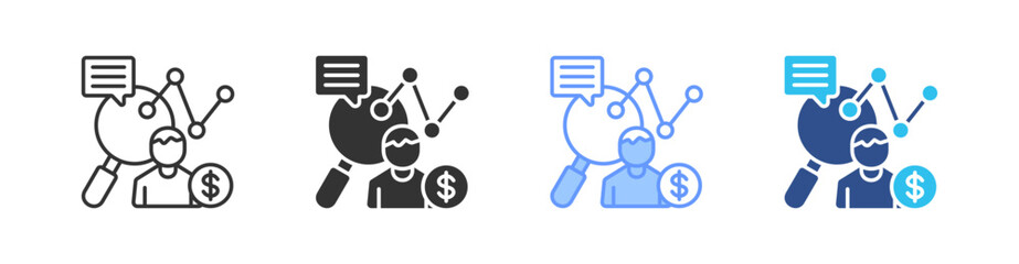 Market Research Multi Style Icon Set Vector 
