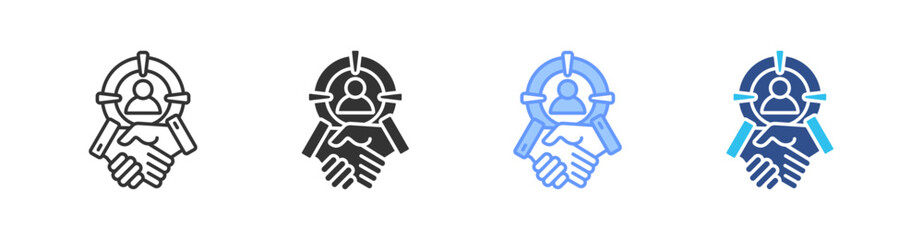 Target Market Multi Style Icon Set Vector 