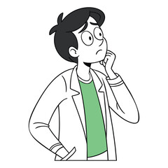 A man with thought. Thinking Man with Thought Bubble Vector Illustration