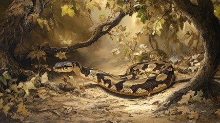 Serpentine Majesty: A Python in Autumnal Woods