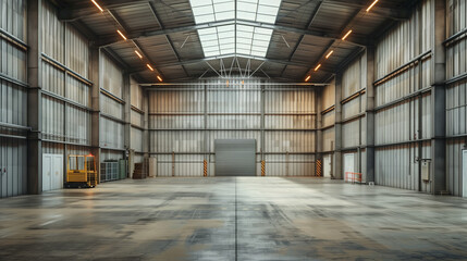 A warehouse with corrugated metal walls 