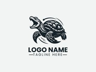 crocodile silhouette in dynamic pose. Wildlife predator logo concept