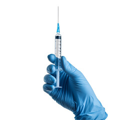 Gloved hand holding syringe medical injection healthcare vaccine treatment