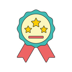 Ribbon badge flat icon in lineal color style perfect for achievement or competition theme