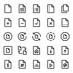 Outline icons set for Files, documents.