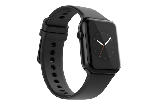 Modern Smartwatch Isolated on White and Transparent Background PNG Image.