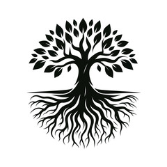 Roots logo silhouette black color isolated white background 