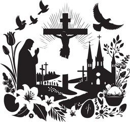 Easter Sunday Silhouette Vector Design