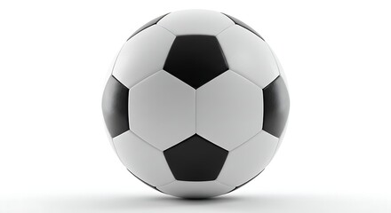 Naklejka premium A professional black and white soccer ball with hexagonal patterns, centered on a white background.