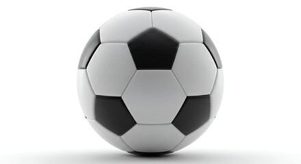 Fototapeta premium A professional black and white soccer ball with hexagonal patterns, centered on a white background.
