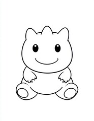 Fototapeta premium Joyful Cartoon Creature: A simple, yet endearing cartoon creature with a friendly smile and expressive eyes. It embodies innocence and cuteness. 