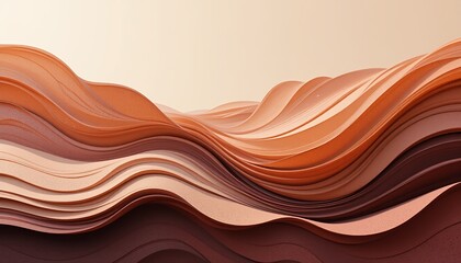 Abstract Brown Waves Landscape Digital Art Soft Hues Background