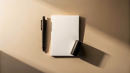 Low Light Minimalist Photography: Black Pens, Blank Paper, Light Background