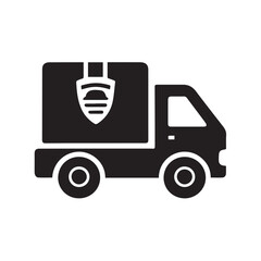 Obraz premium Vector illustration of a delivery truck icon on a white background